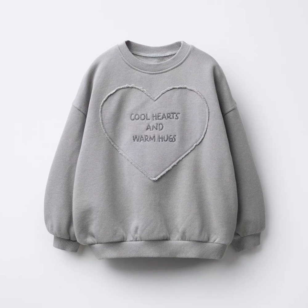 ZARA EMBROIDERED HEART TEXT SWEATSHIRT